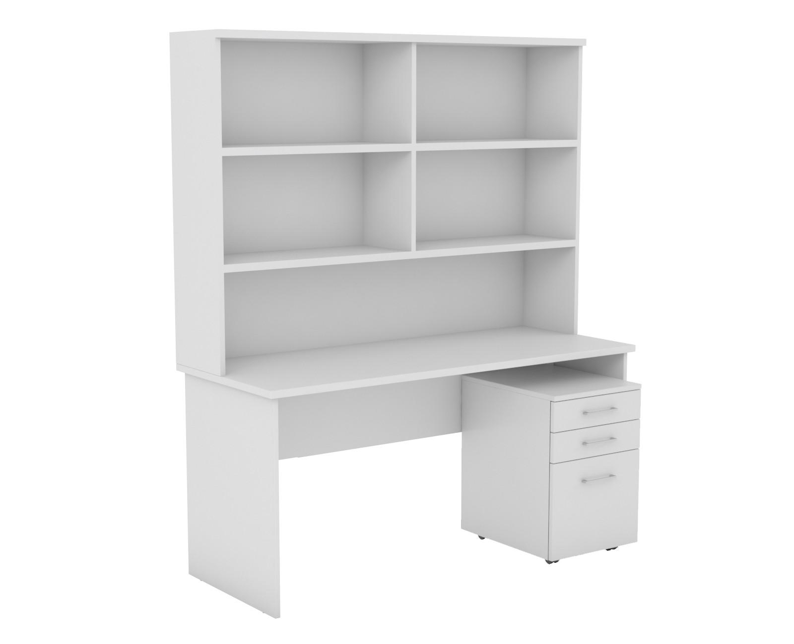 Eko Straight Desk - with Bookshelf Hutch - Pedestal